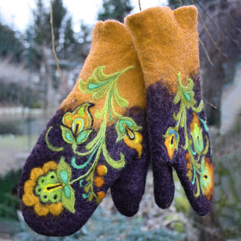 Half-finger flip-top cold and warm wool knitted and velvet padded gloves