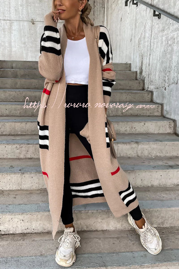 Miracles of Cozy Striped Midi Cardigan