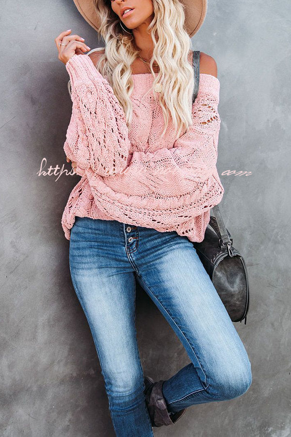 Surprising You Cable Knit Off The Shoulder Sweater