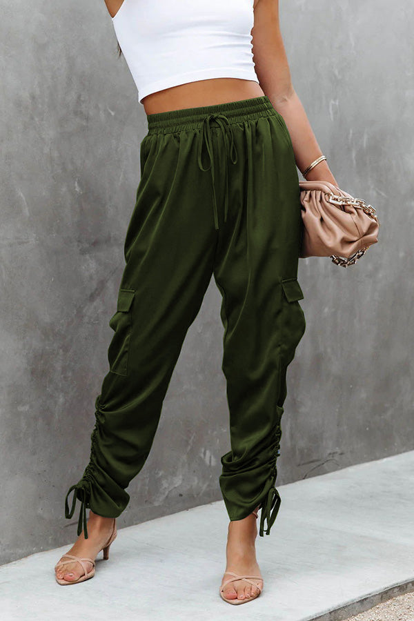 Moon Lover Satin Ruched Cargo Pants