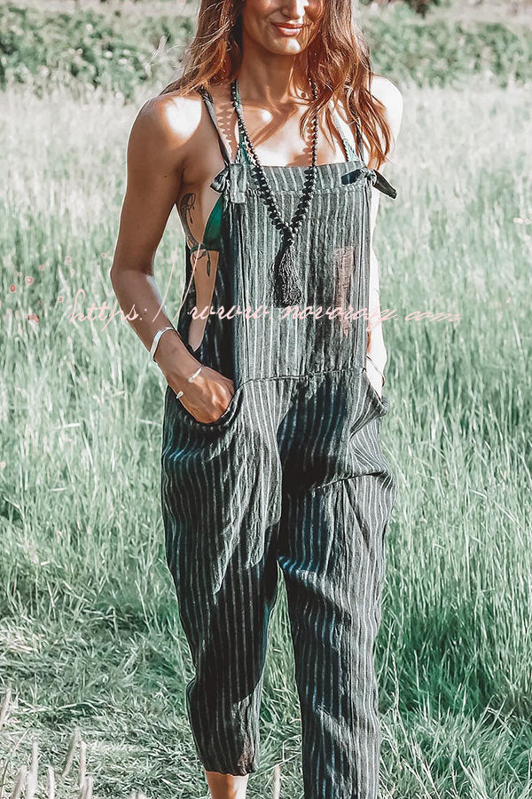 Brenna Stripe Pocketed Adjustable Tie Relaxed Jumpsuit