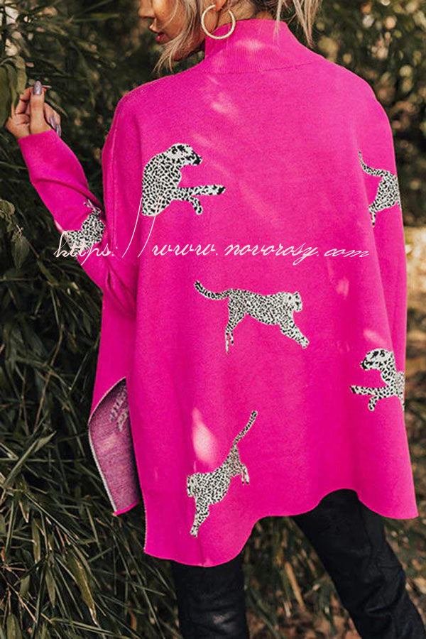 Cozy and Kind Leopard Slit Relaxed Sweatshirt