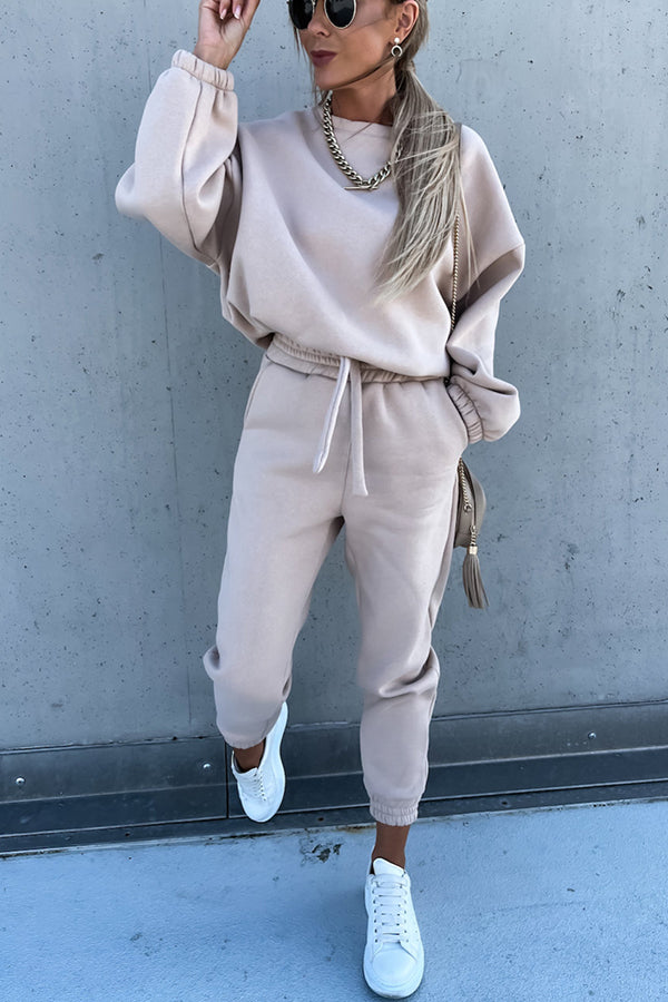 Worth It Sporty Style Solid Color Pants Suit