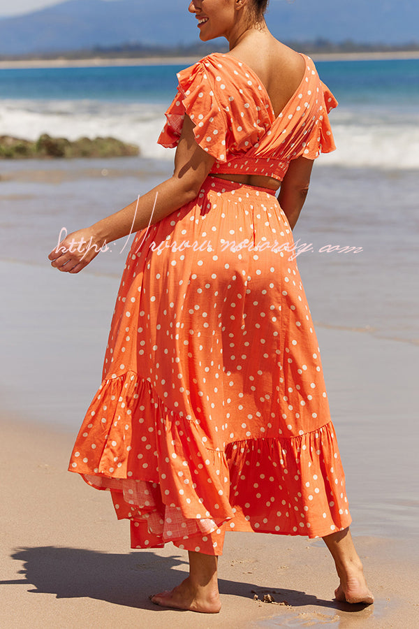 Day on The Beach Poka Dot Print Dress Suit
