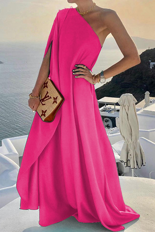 Alyse One Shoulder A-line Elegant Maxi Dress
