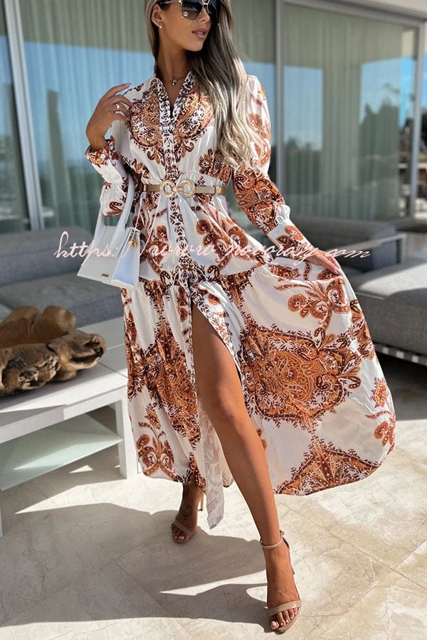 Sunshine on The Horizon Baroque Print Maxi Dress