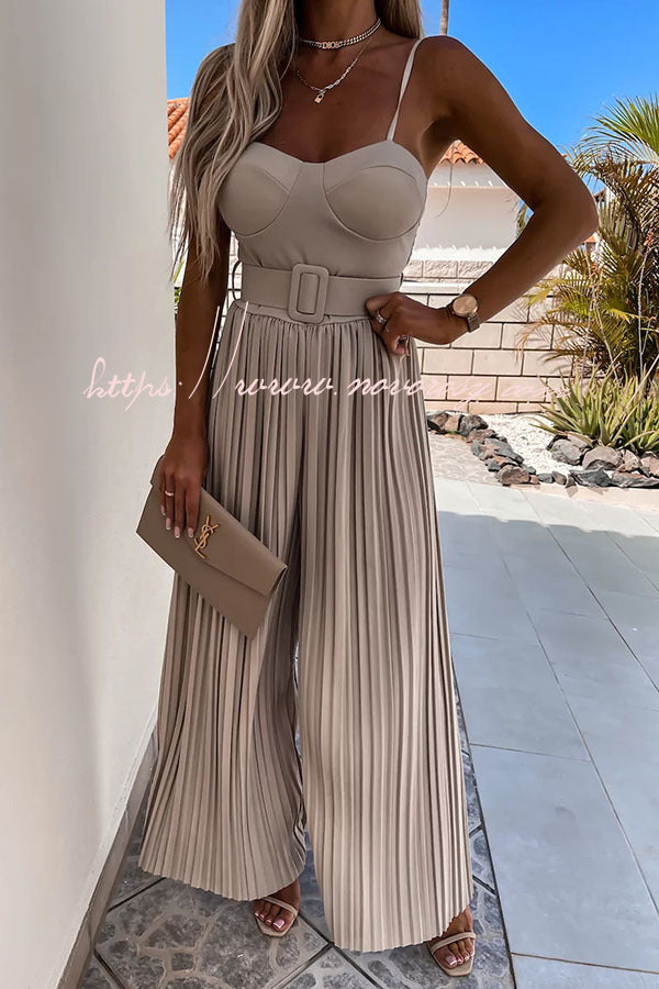 Meet Me In The City Belted Pleated Jumpsuit