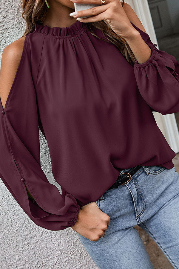 Everything and More Pleated Cold Shoulder Top