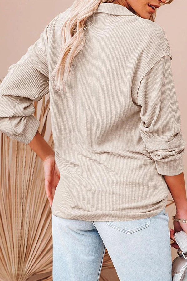 Casual Solid Color Long-sleeved Top Shirt