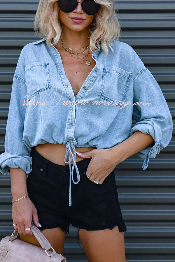 Blues for You Chambray Adjustable Waist Top